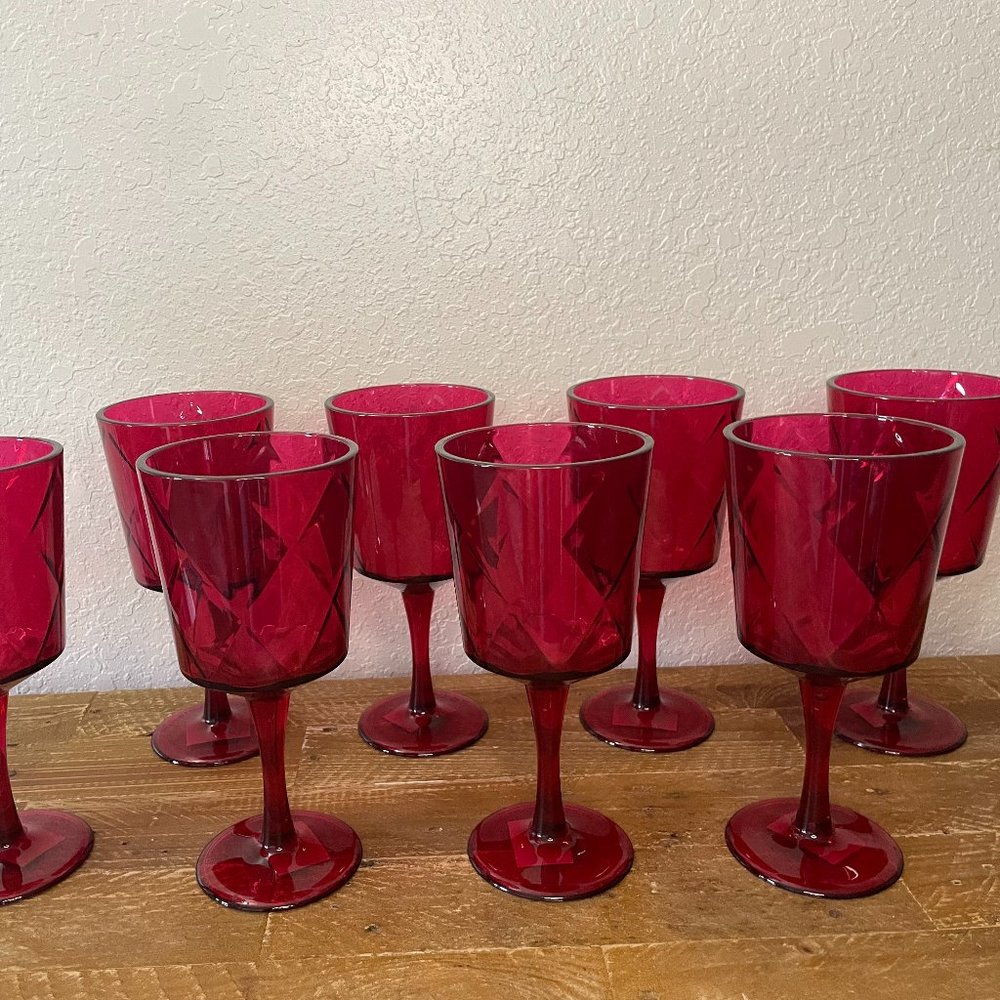 NEW Set of 8 Acrylic All Purpose Goblets RUBY